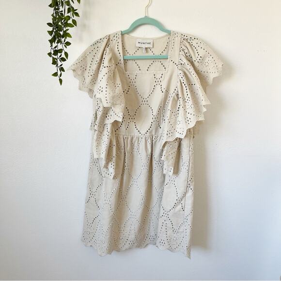 Munthe Hico Eyelet Ruffle Dress Sz 36/ US 6 - Picture 2 of 8